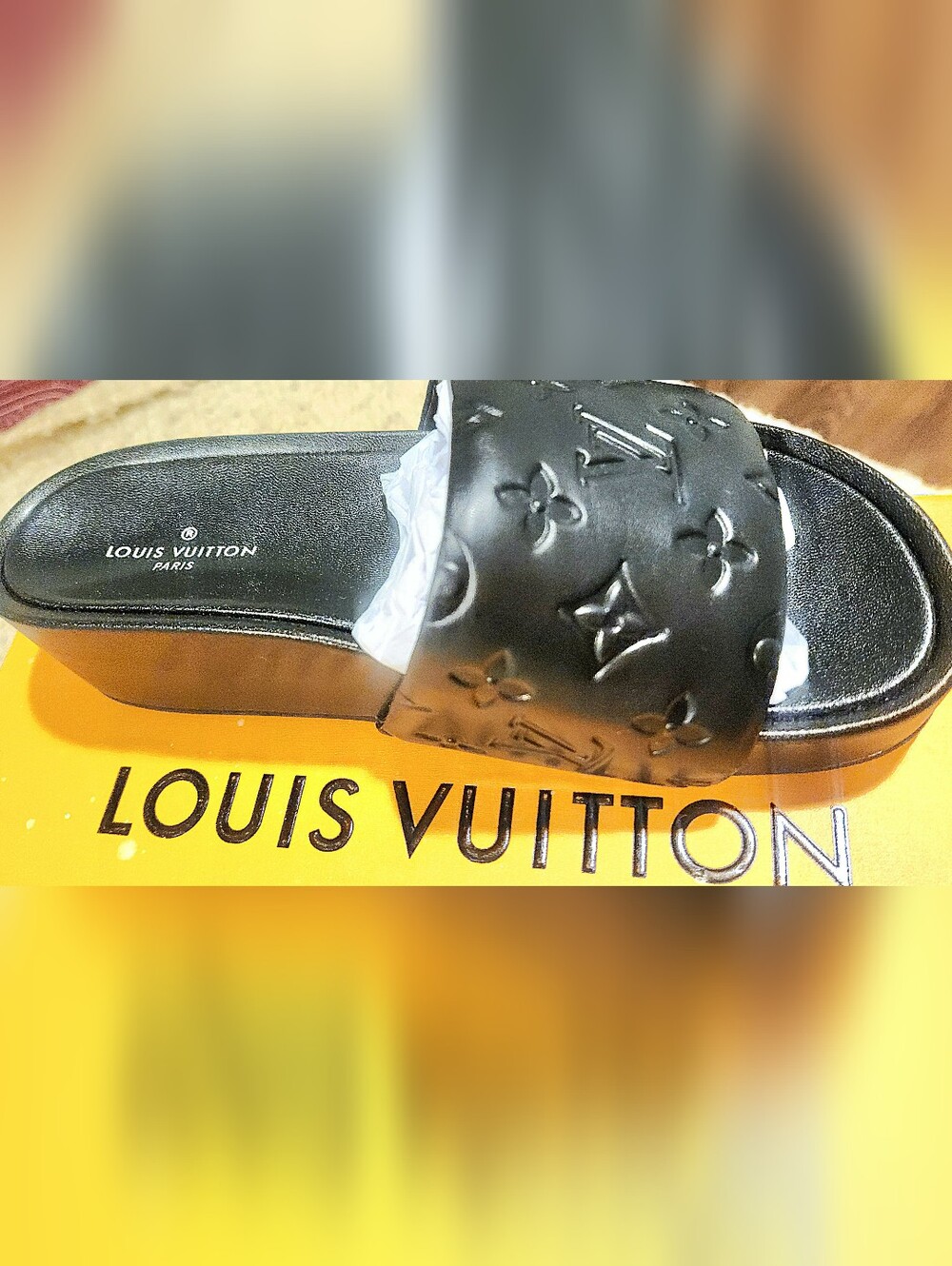 🔥 Lush BLACK 2" Raised Heel LV JVMBO FLATFORM Size 8.5 (41) DustBag💯AUTHENTIC - Picture 3 of 11
